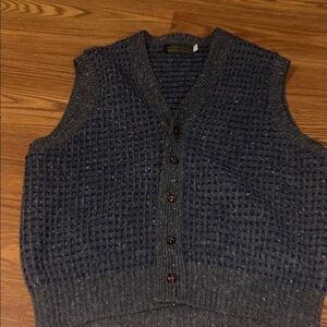 Vintage 90s Eddie Bauer Made In‎ USA 100% Wool 5 Button Grandpa Box Pattern Vest